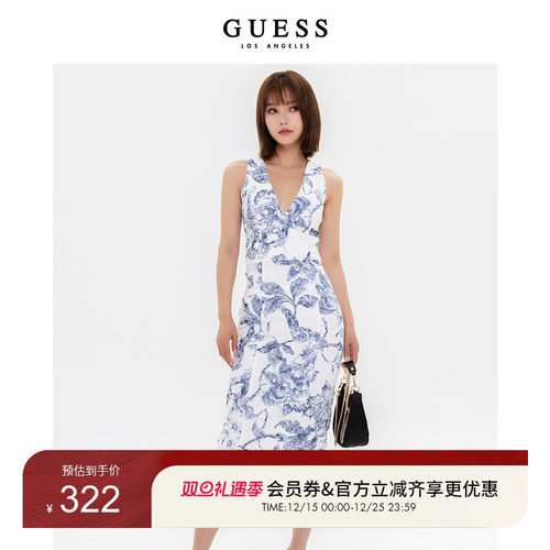 Guess新夏女气质印花包臀连衣裙