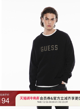 GUESS男士休闲镶钻logo设计羊毛毛衣-M4PR71Z0W90