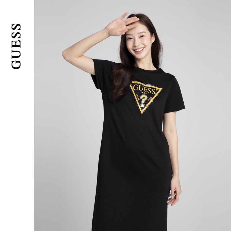 GUESS镶钻ins风短袖连衣裙