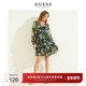 GUESS 女士遮肚子碎花v领轻熟派对年代感长袖 连衣裙