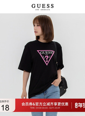 【欧阳娜娜明星同款】GUESS 女士logo设计oversizeT恤-MN2K9406K