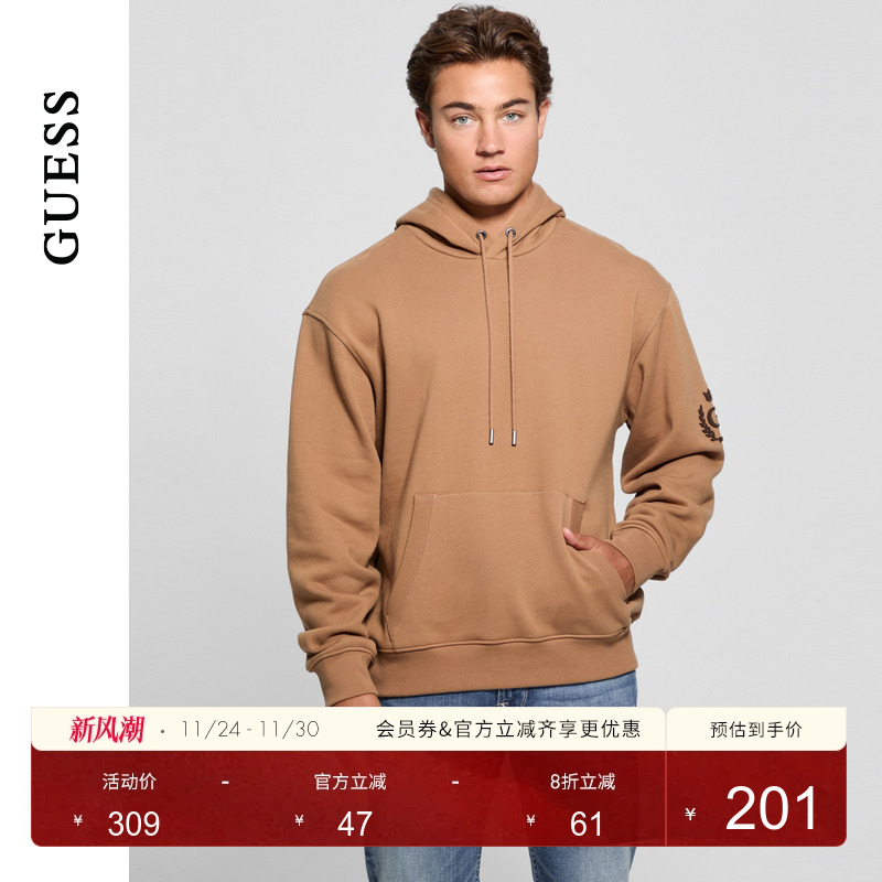 GUESS休闲连帽长袖卫衣