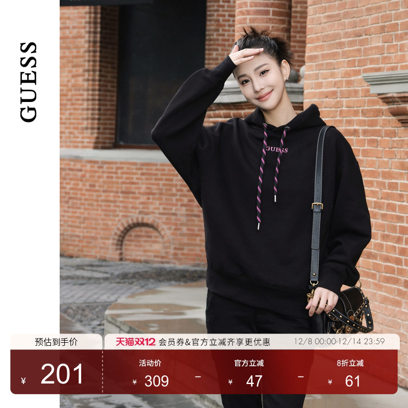 GUESS休闲卫衣连帽宽松百搭上衣