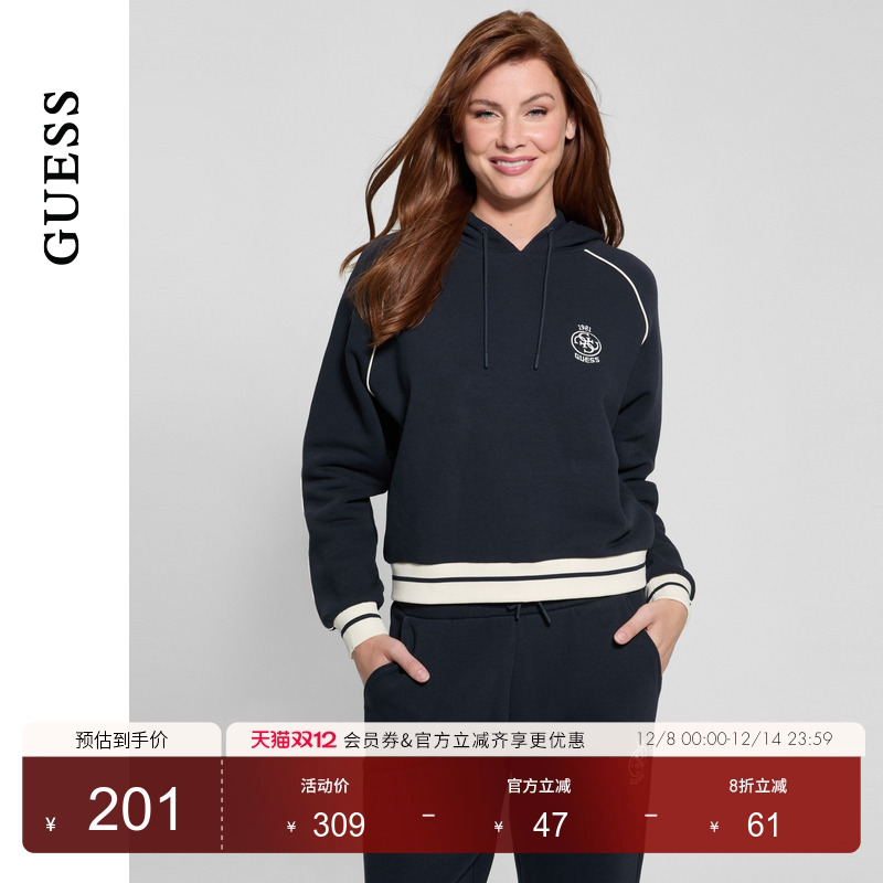 GUESS舒适连帽长袖卫衣