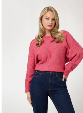 GUESS女士简约风居家休闲套头毛针织衫-W4BR0MZ3LG0