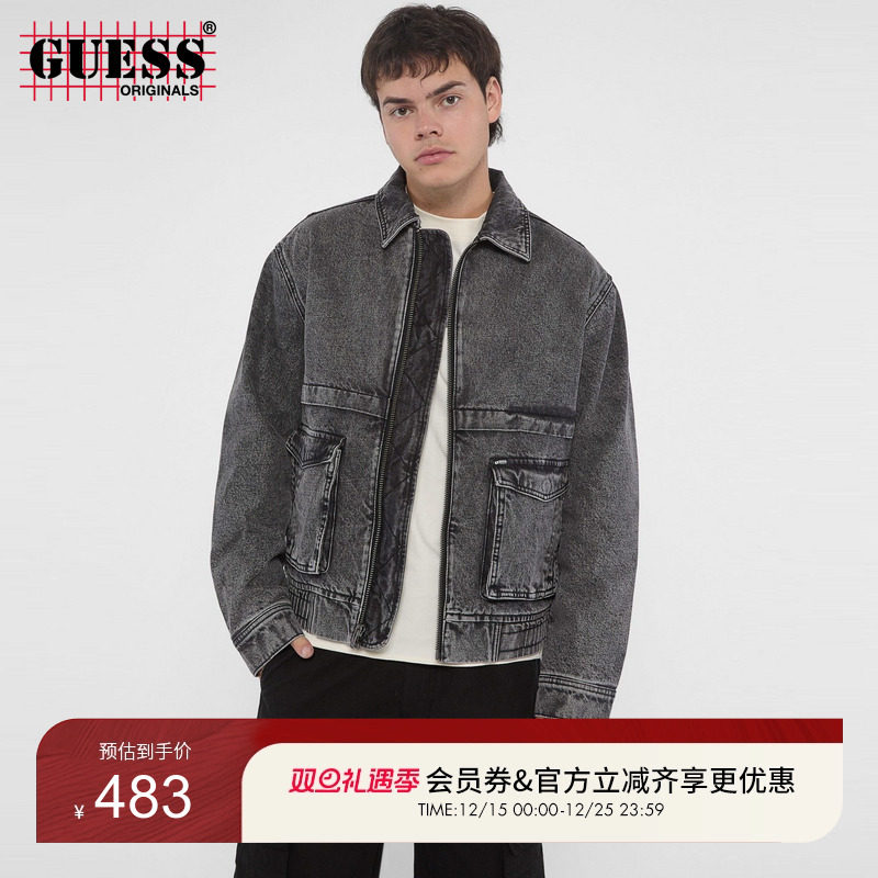 GUESS潮流经典翻领水洗牛仔外套