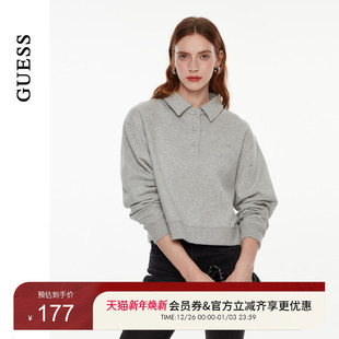 W4PP82K2Q45 卫衣 GUESS 女士满天星镶钻polo领长袖