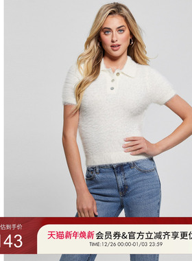 GUESS女士气质正肩polo领短袖针织衫-W4BR0HZ3BH0