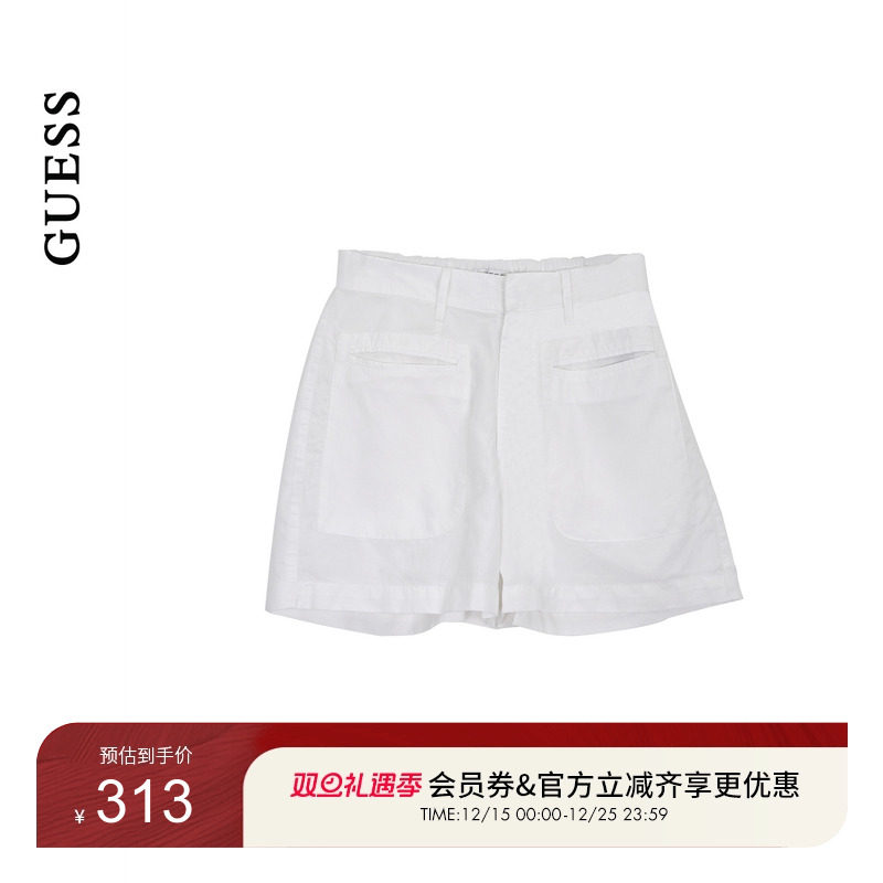 GUESS25年新款早秋女士高腰大口袋休闲日常阔腿短裤-W5YD1QWG8N0