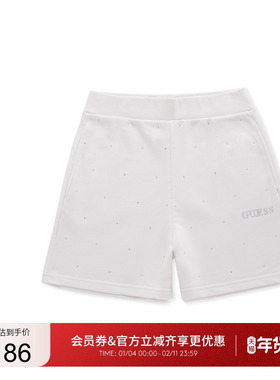 GUESS女士时尚水钻点缀纯色休闲短裤-V5RD03KCLJ0