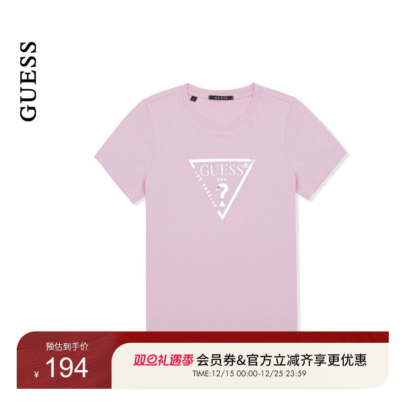 GUESS25年新款夏季女士经典logo百搭款通勤休闲短袖T恤-OP2K9404