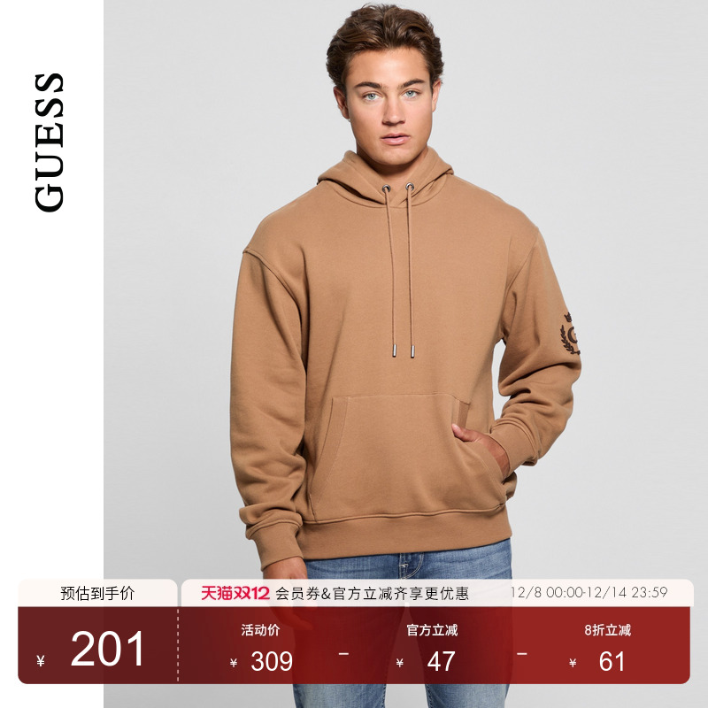 GUESS休闲连帽长袖卫衣