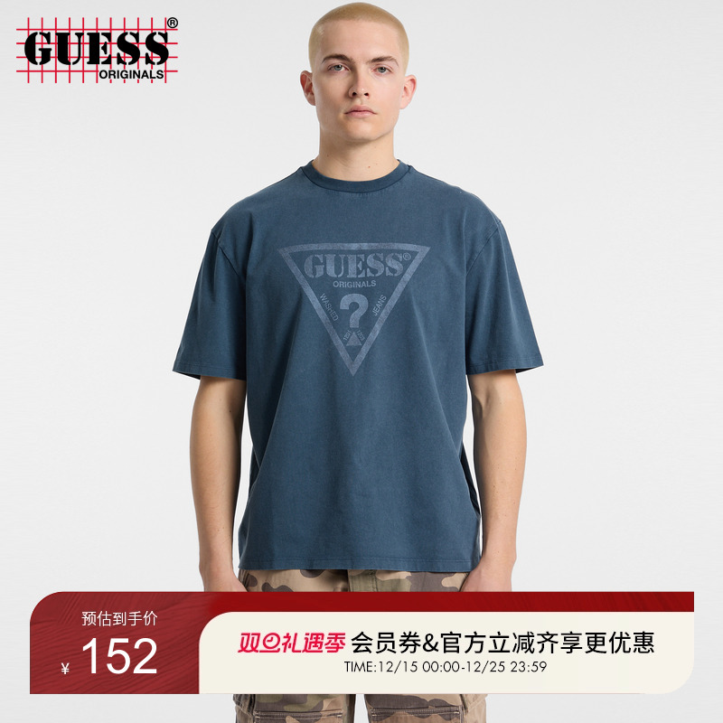 GUESS倒三角字母印花短袖T恤