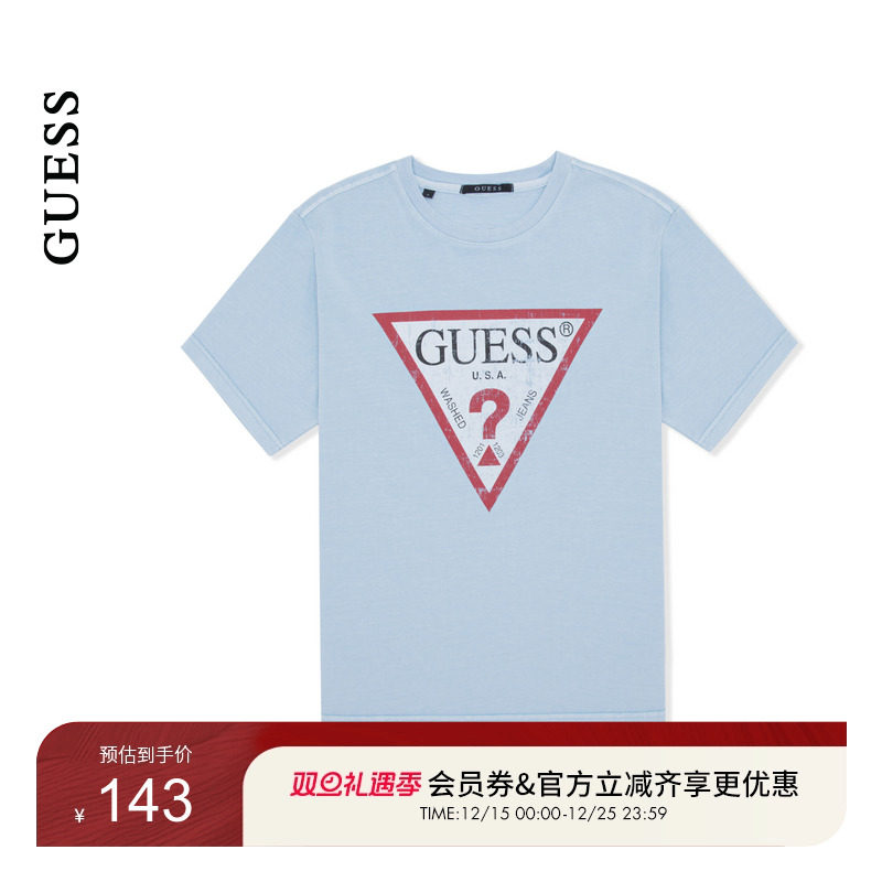 GUESS男女同款logo百搭青春多巴胺短袖T恤-MP2K9421K