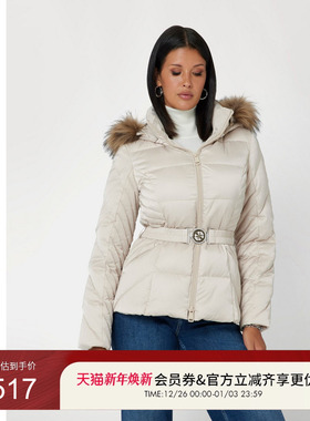 GUESS女士复古回潮经典收腰毛领羽绒服-W4BL53WEX52