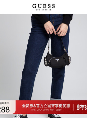 GUESS女士纯色黑白美式复古风多格腋下包-EYG839571