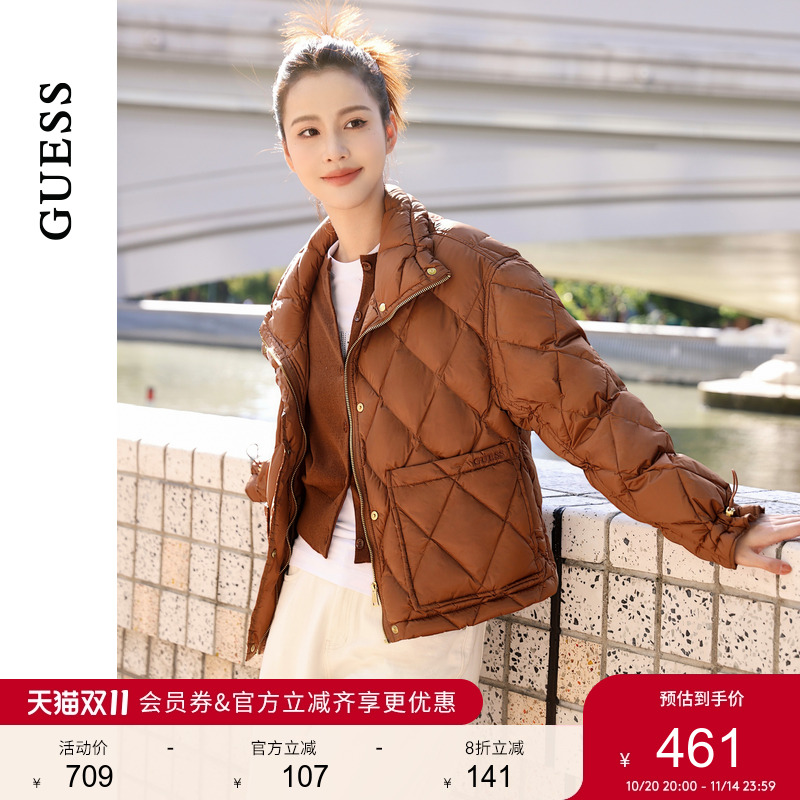GUESS金属纽扣立领羽绒服