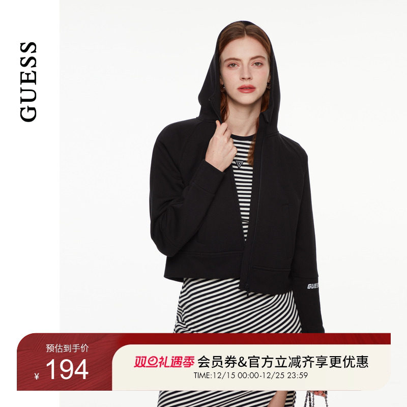 GUESS休闲连帽短款外套