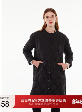 GUESS女百搭纯色绗缝中长款羽绒服-Q4PN28W55R0