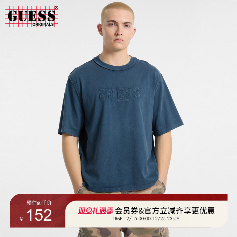 GUESS百搭字母LOGO短袖圆领T恤