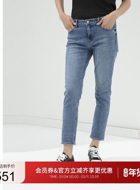 GUESS女士简约经典款百搭直筒铅笔牛仔裤-YO1D0019