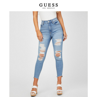 GUESS新夏女士复古破洞牛仔裤