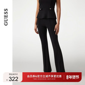 GUESS女士简约职场通勤修身 微喇长裤 W4YB01KCBO2