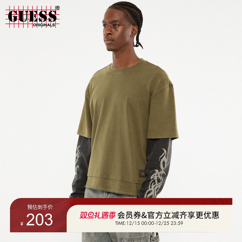 GUESSOriginals假两件长袖T恤
