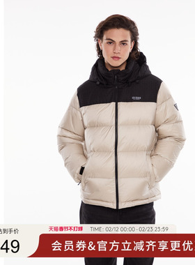 GUESS 男女同款空气感面包连帽羽绒服-X4PN08W55RB