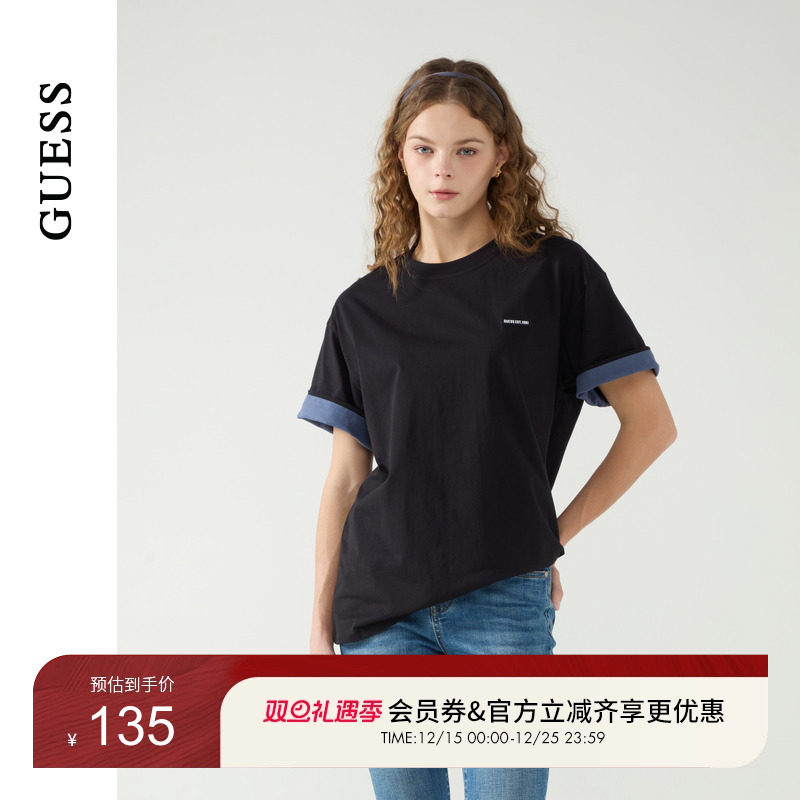 GUESS男女同款日常打底圆领短袖T恤-M5PP56K2Q40
