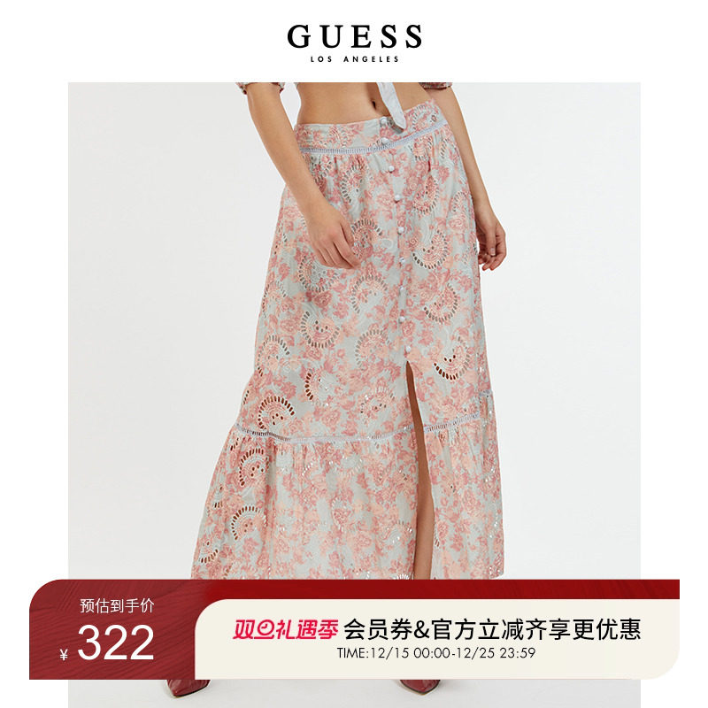 GUESS新款女士性感镂空印花蕾丝