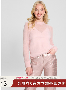 GUESS女士气质纯色休闲百搭羊毛针织衫-W5RR06Z3HQ0