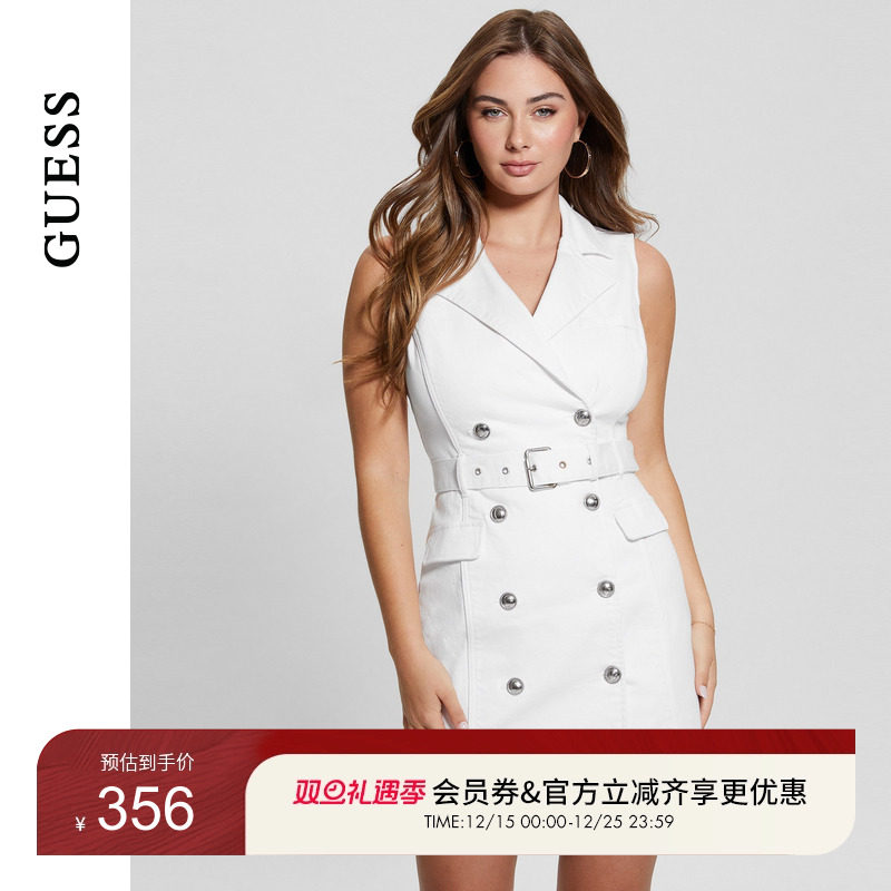 GUESS  女士气质白领修身无袖牛仔连衣裙-W4YK92D5EZ0