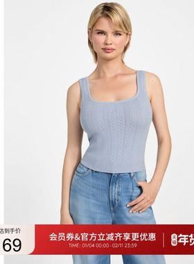 GUESS女士百搭针织纯色花纹吊带背心-W5YR02Z2ZK2