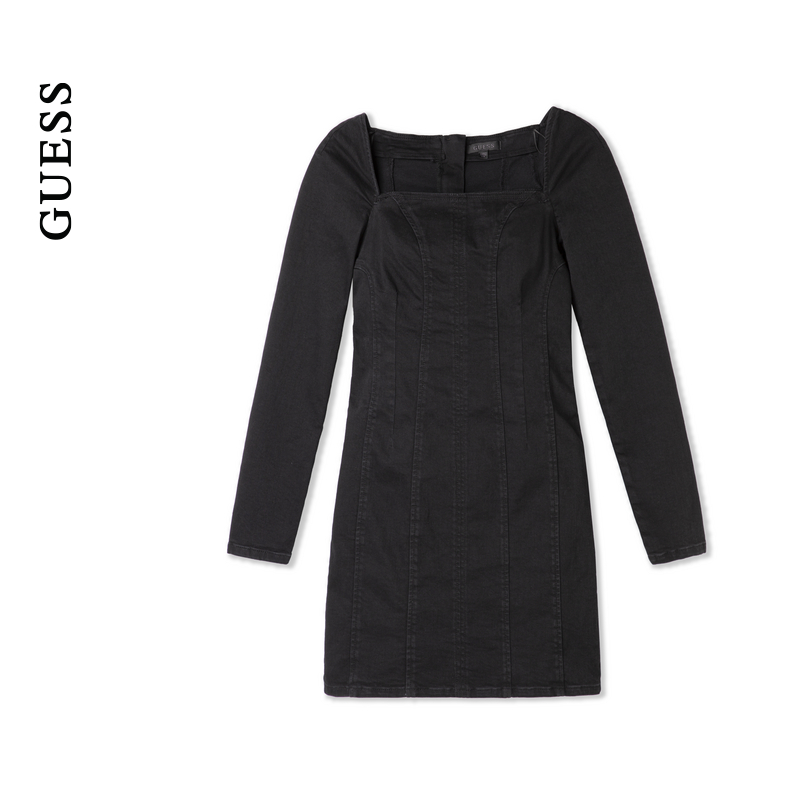 GUESS简约方领水洗牛仔连衣裙