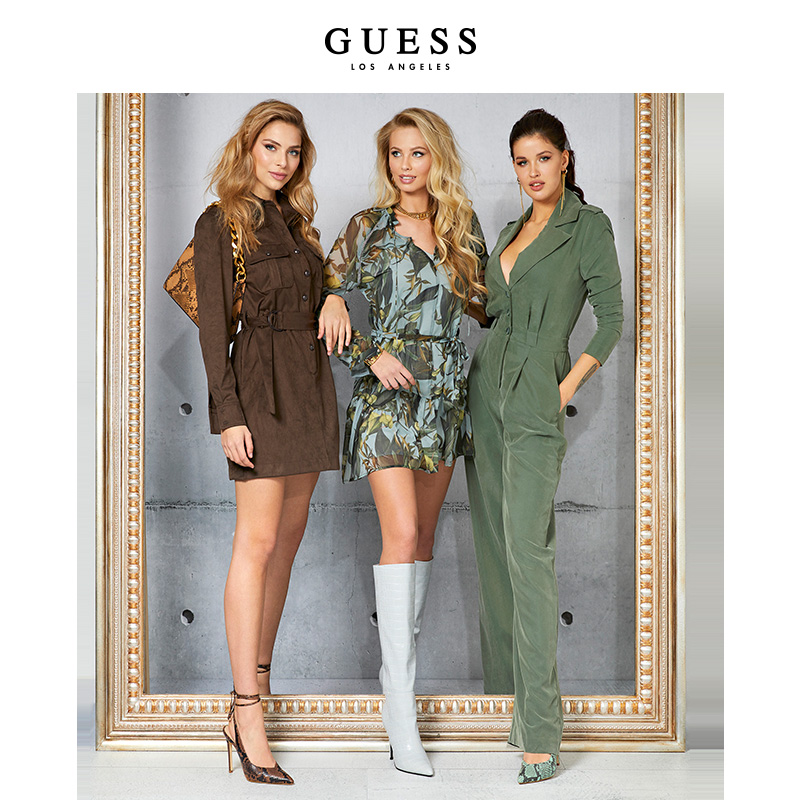 Guess蝴蝶结收腰连衣裙