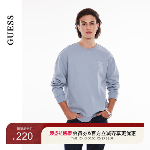 GUESS印花logo圆领套头卫衣