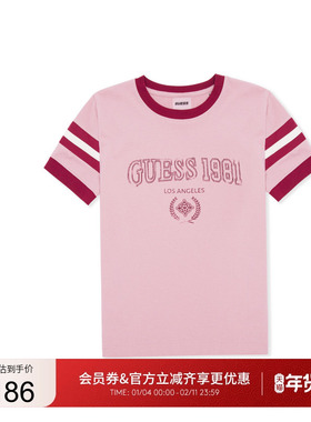 GUESS女士字母LOGO印花直筒圆领短袖T恤-V5RI00KA260