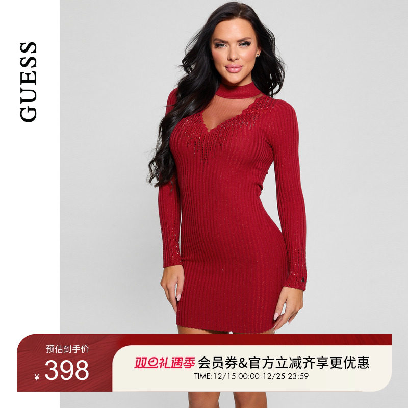 GUESS舒适修身针织连衣裙