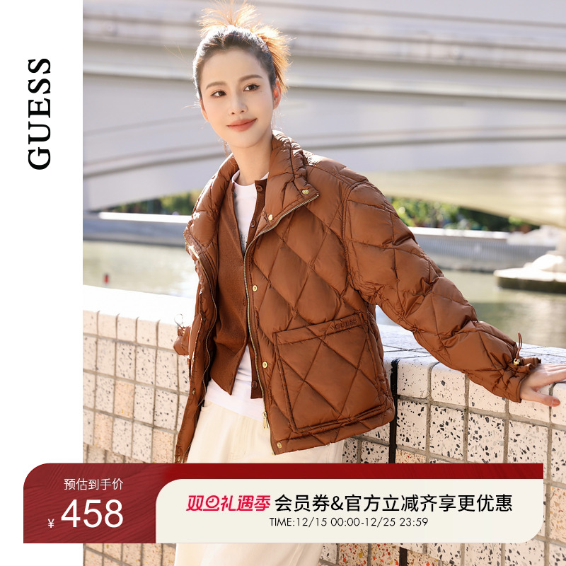 GUESS金属纽扣立领羽绒服