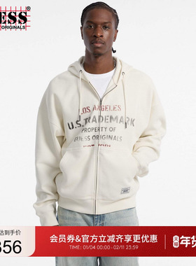 GUESSOriginals 25年新款早秋男士拉链松弛连帽卫衣-M5YQ26KCU12