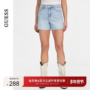 GUESS女士简约直筒百搭水洗牛仔短裤-W5GD74D5B96