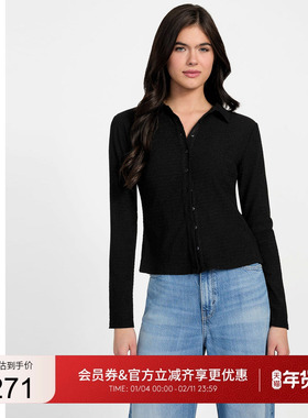 GUESS女士纽扣修身纯色百搭毛针织衫-W3YP39KBT00