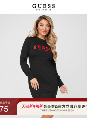 GUESS女士简约字母LOGO长袖连衣裙-Q1GK03RAO80