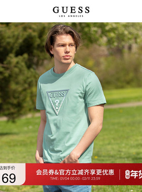 GUESS男简约宽松字母LOGO重磅圆领短袖T恤上衣MN2K8406K