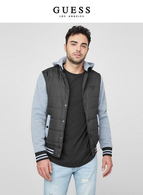 GUESS 男士复古休闲撞色棒球服夹克外套-X1RL14WEFV0