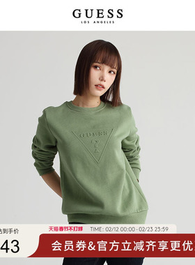 GUESS女士时尚圆领倒三角LOGO卫衣-RL3K5453C