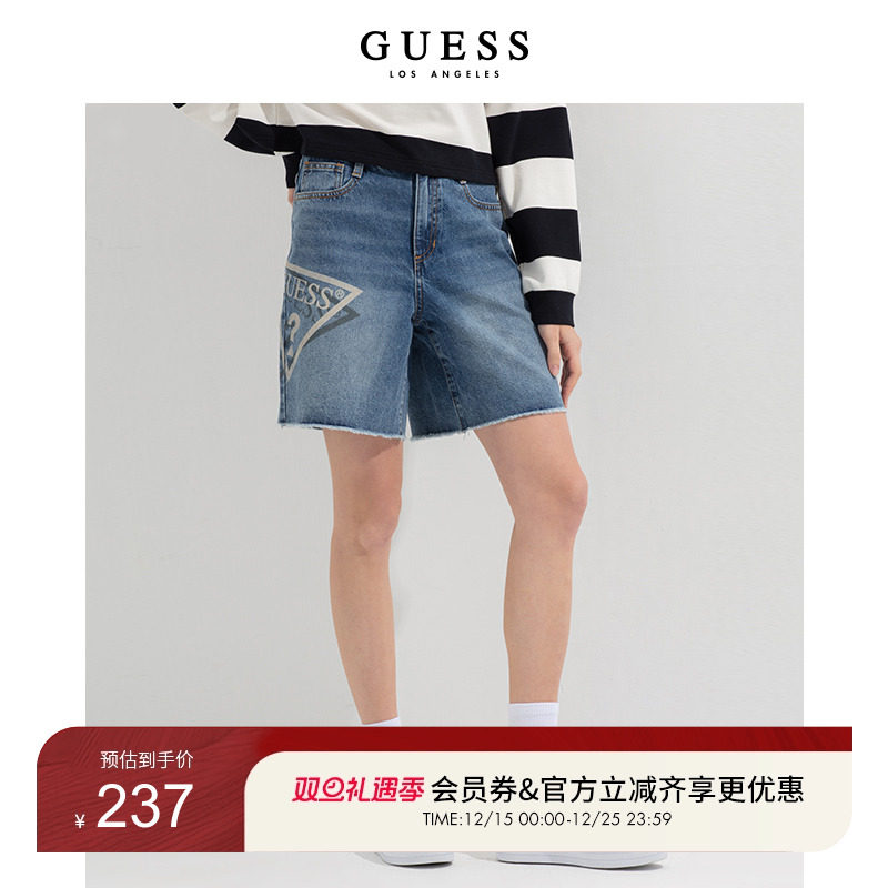 GUESS新款女士时尚潮流印花短裤