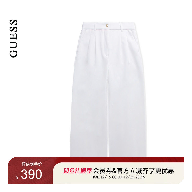 GUESS女士纯色简约宽松直筒休闲长裤-W5GB02WH9Y2