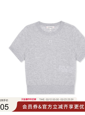 GUESS女士轻薄透气简约纯色短袖针织衫-W5PR51Z0W90